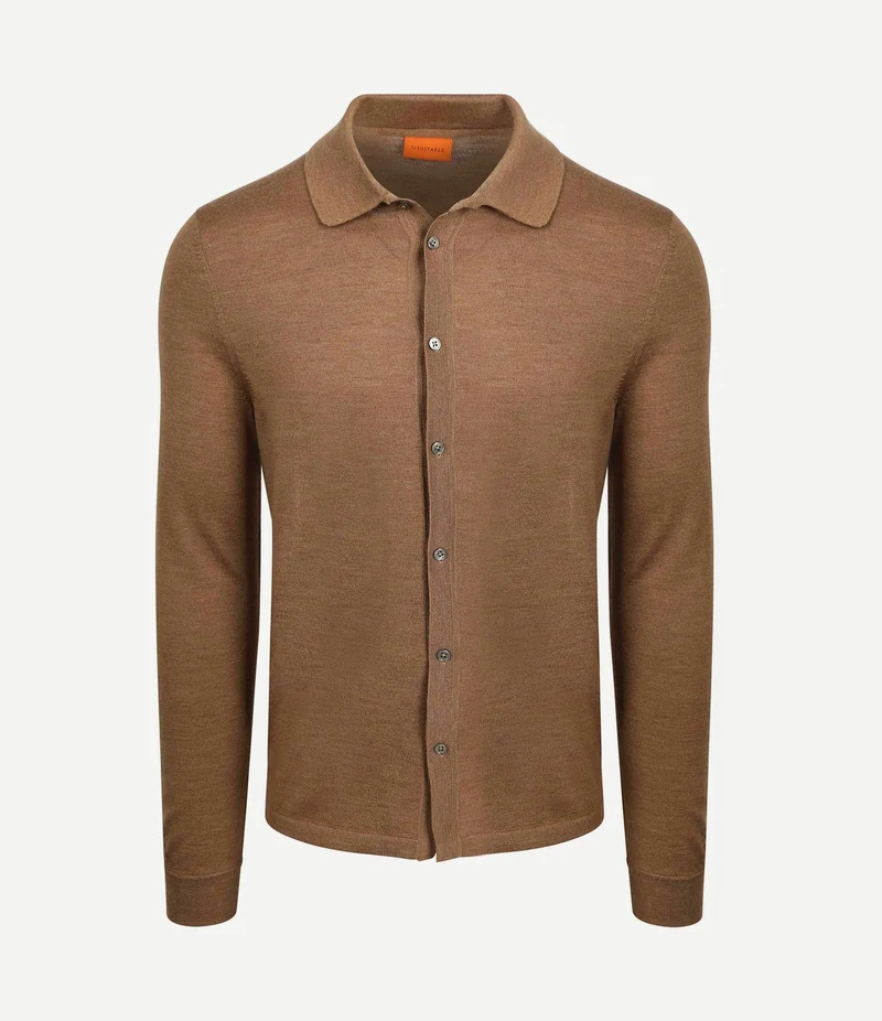 Cardigan shirt merino camel