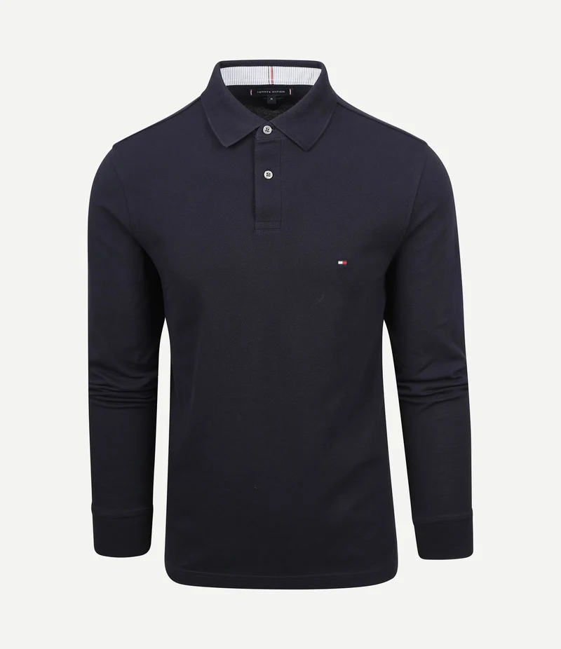 Poloshirt long sleeve donkerblauw