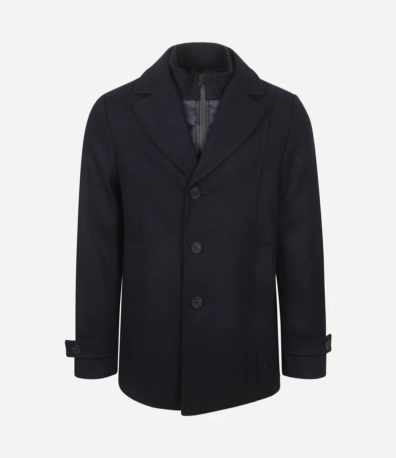 Caban coat wol donkerblauw