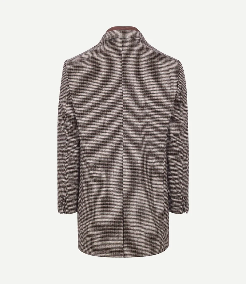 Coat wol pepita beige camel