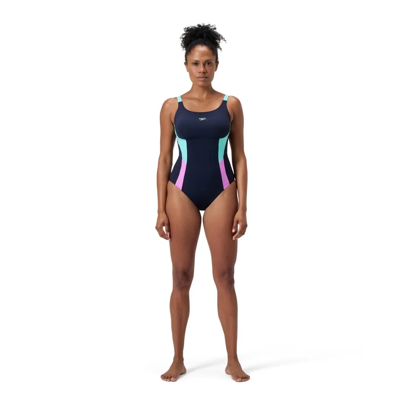 Womens Shaping Solid Splice Swimsuit