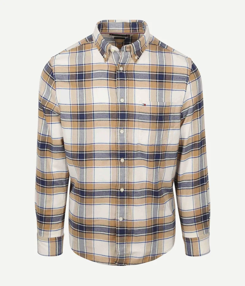 Flanel overhemd ruit beige
