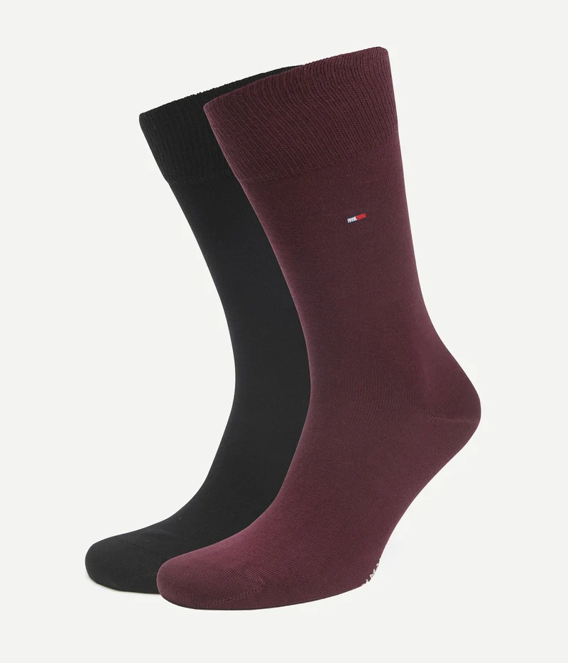 Tommy Hilfiger classic (2-pack) sokken burgundy zwart