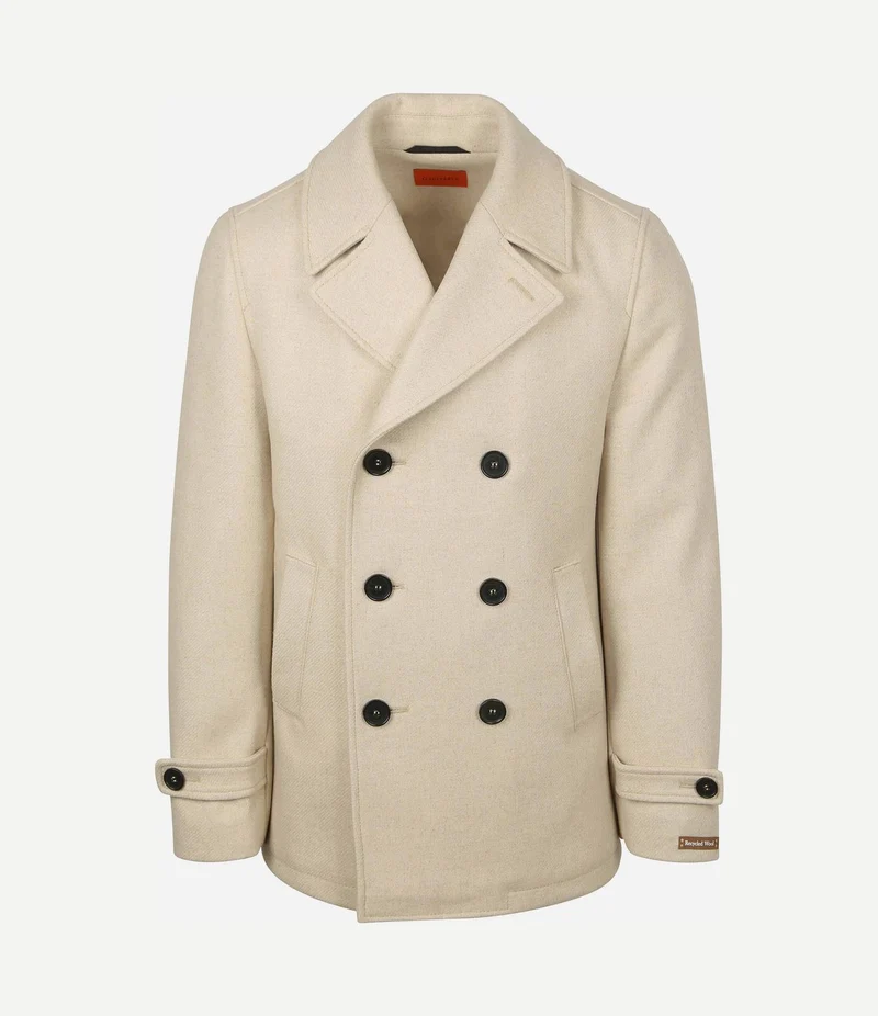 Coat caban wol blend ecru
