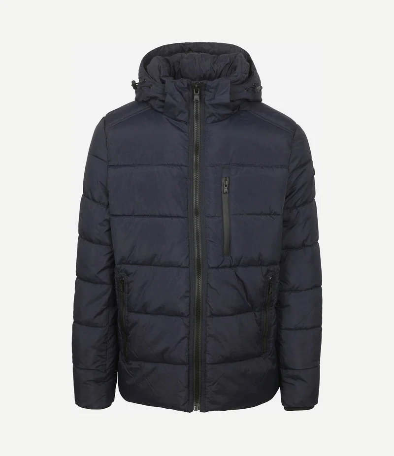 Jas hooded puffer donkerblauw