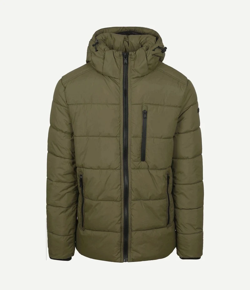 Jas hooded puffer groen
