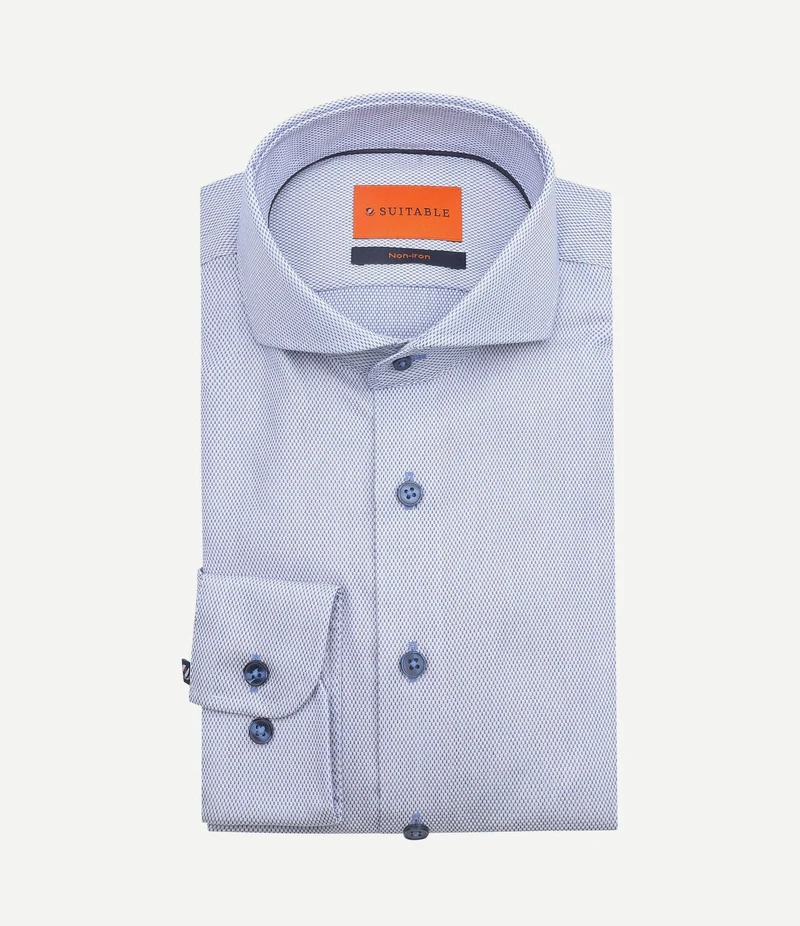 Overhemd jacquard luxe blauw