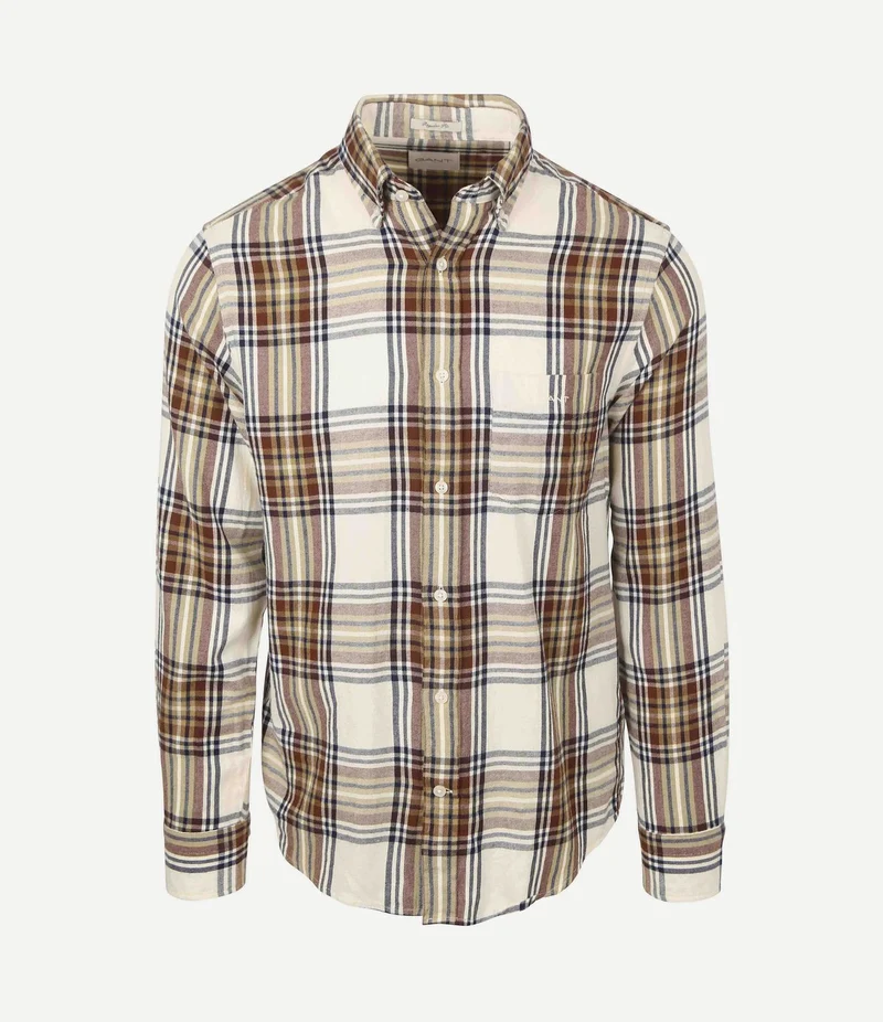 Overhemd flanel ruit ecru