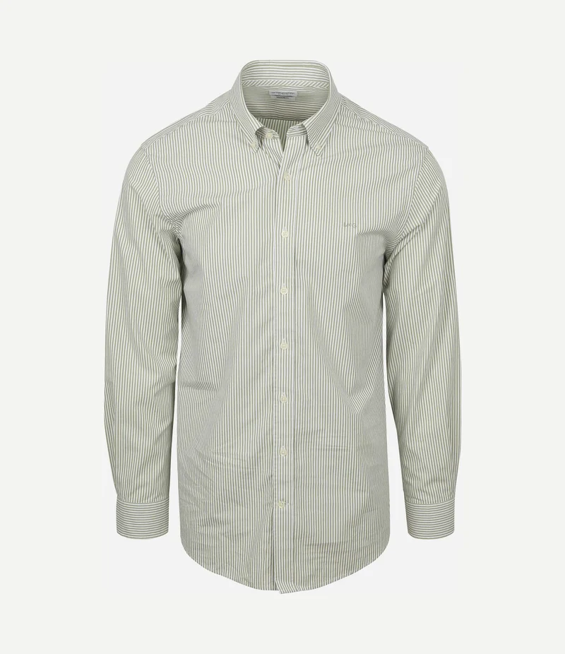 Overhemd poplin streep groen
