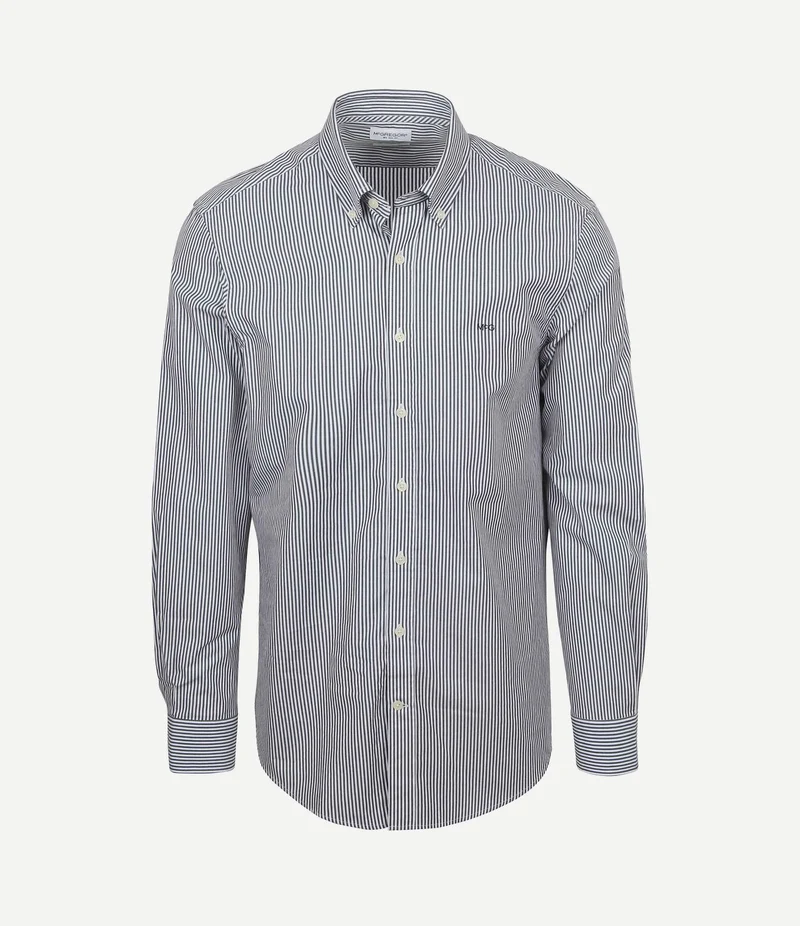 Overhemd poplin streep donkerblauw