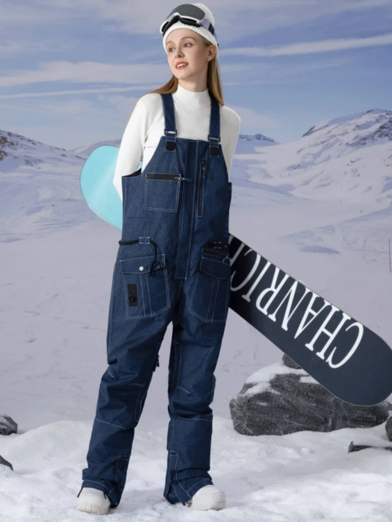 Women's PowderQueen Snow Adventure Bibs Denim Snow Pants