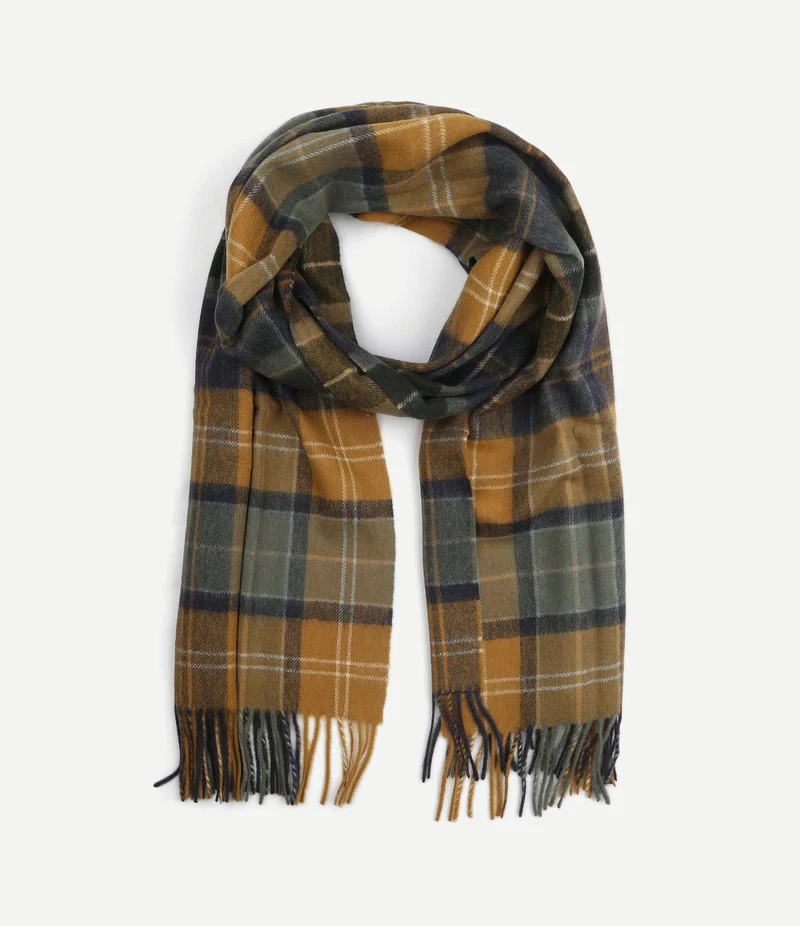 Sjaal patchwork tartan geel
