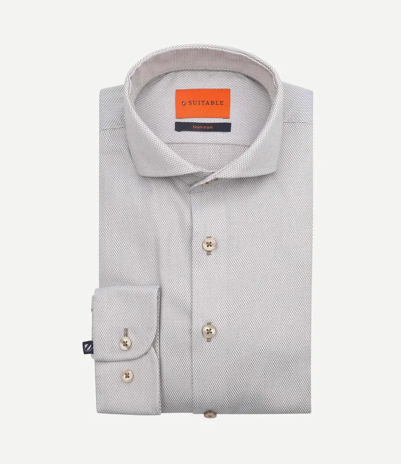 Overhemd jacquard luxe beige