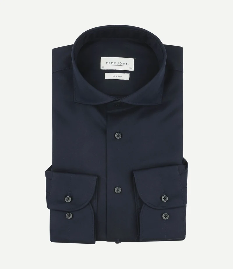 Twill overhemd extra lange mouwen donkerblauw