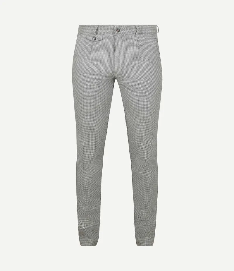 Chino Pico pleat flanel print grijs