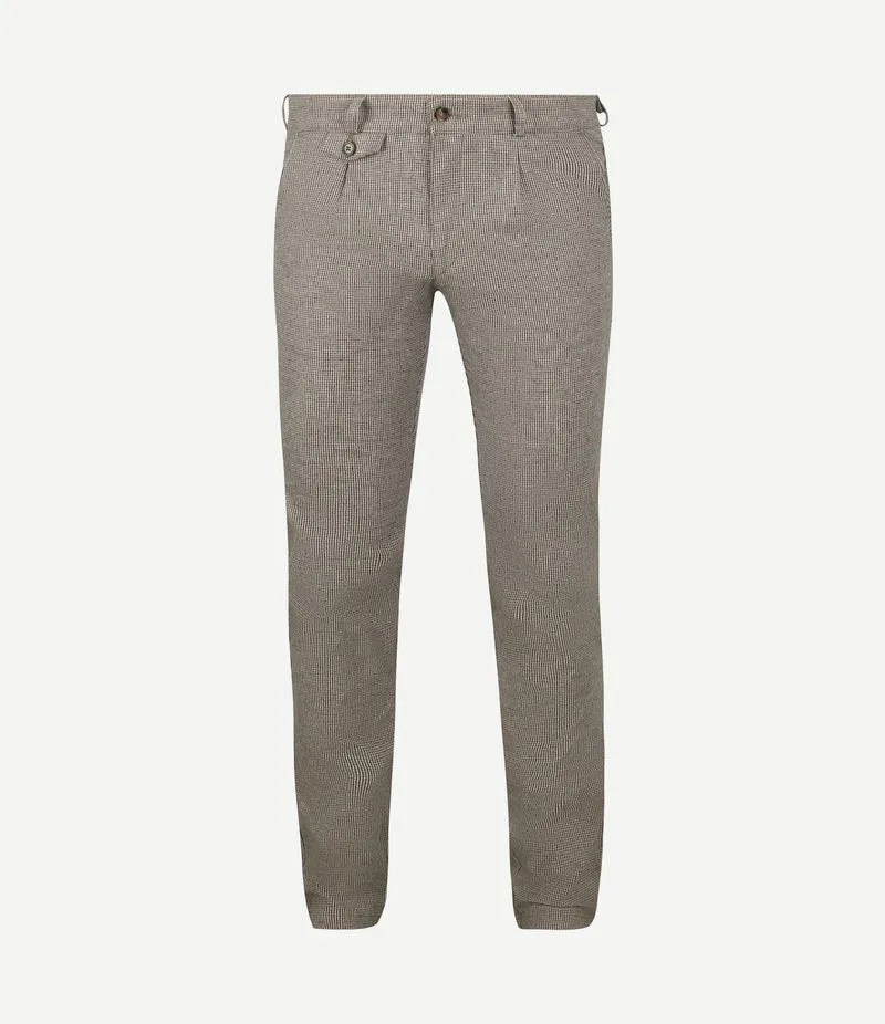 Chino Pico pleat flanel print beige