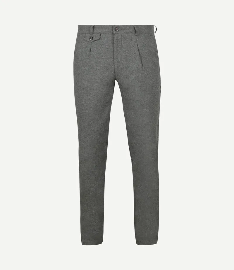 Chino Pico pleat flanel grijs