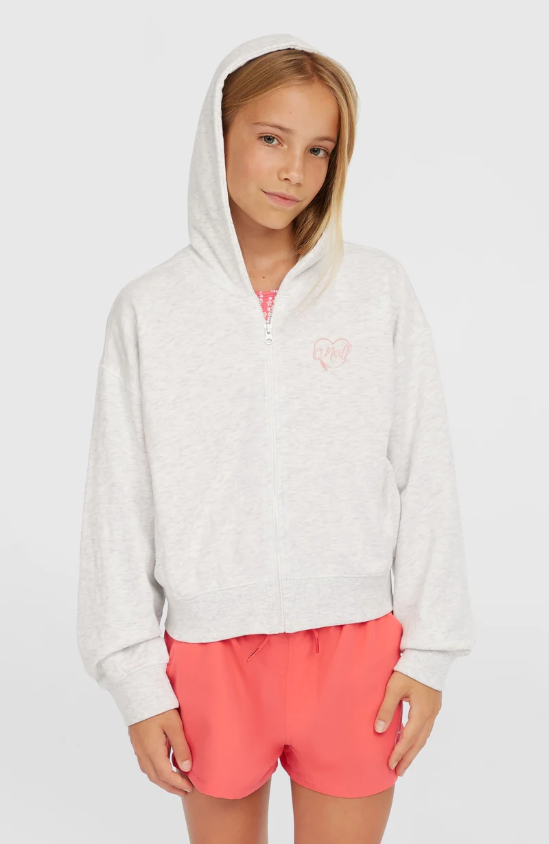Script capuchonvest met volledige rits | White Melange