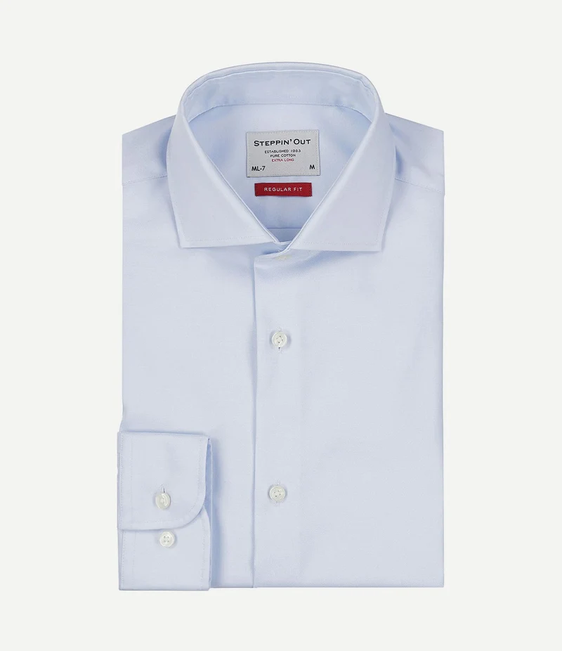 Overhemd twill extra lange mouw lichtblauw
