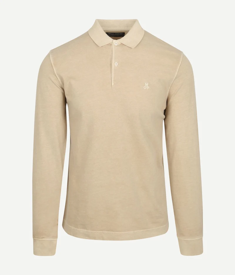 Longsleeve poloshirt beige
