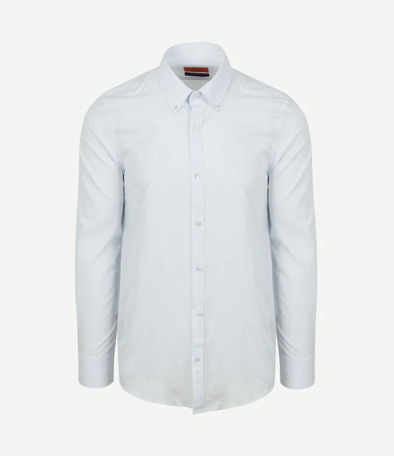 Overhemd cotton slub lichtblauw