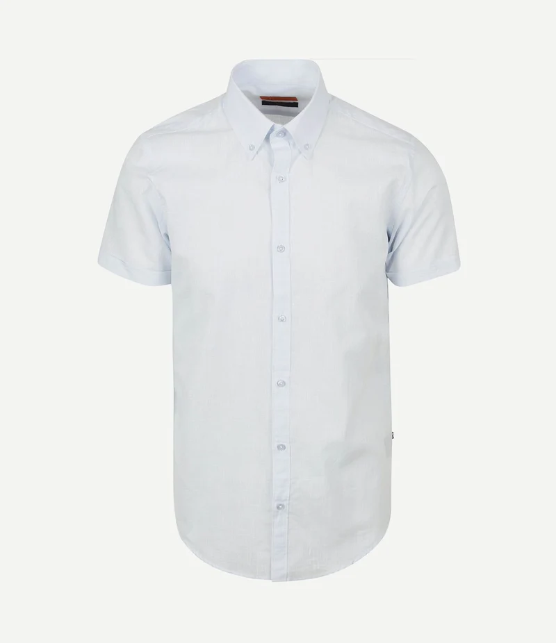 Korte mouwen overhemd cotton slub lichtblauw