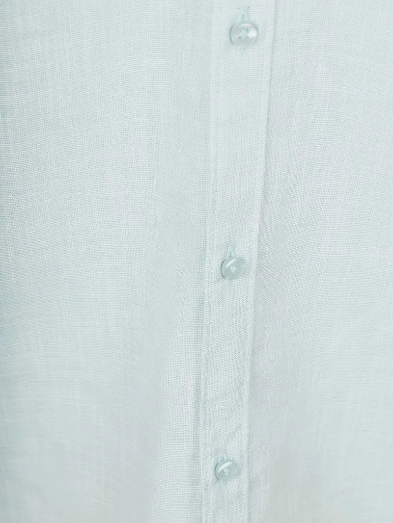 Overhemd cotton slub lichtgroen