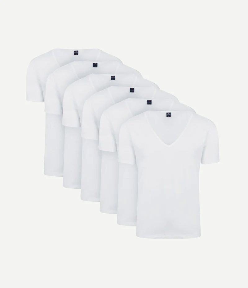 Vitaru t-shirt diepe v-hals wit (6-pack)