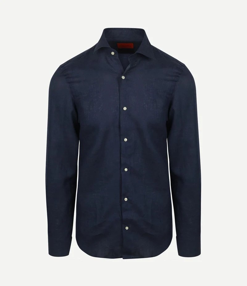 Overhemd linnen donkerblauw