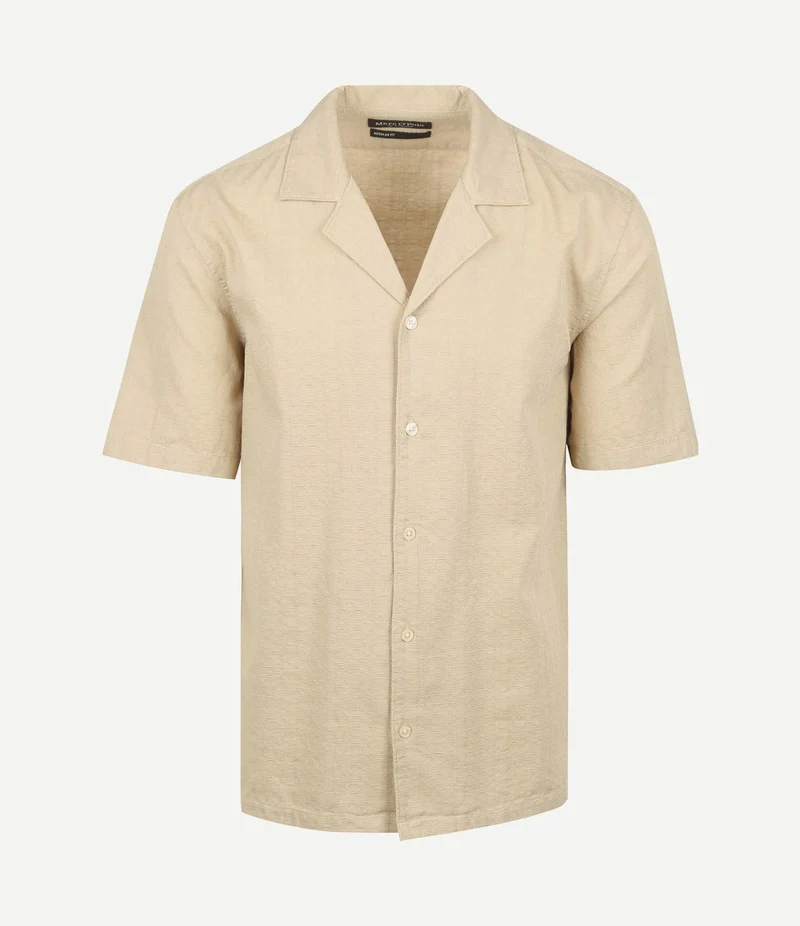 Crèpe overhemd short sleeves beige