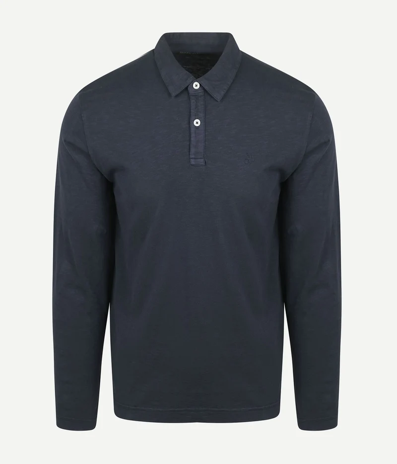 Longsleeve poloshirt donkerblauw