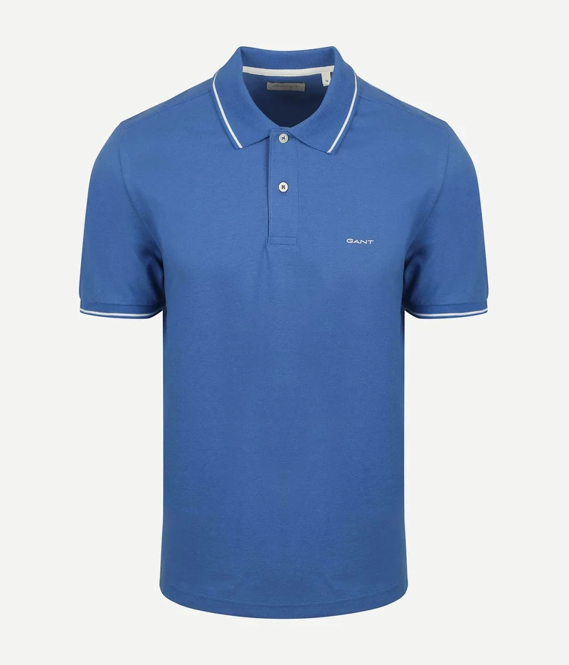 Gant tipping piqué poloshirt blauw | Regular-fit