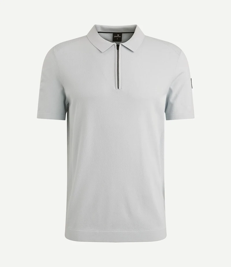 Poloshirt half-zip lichtblauw