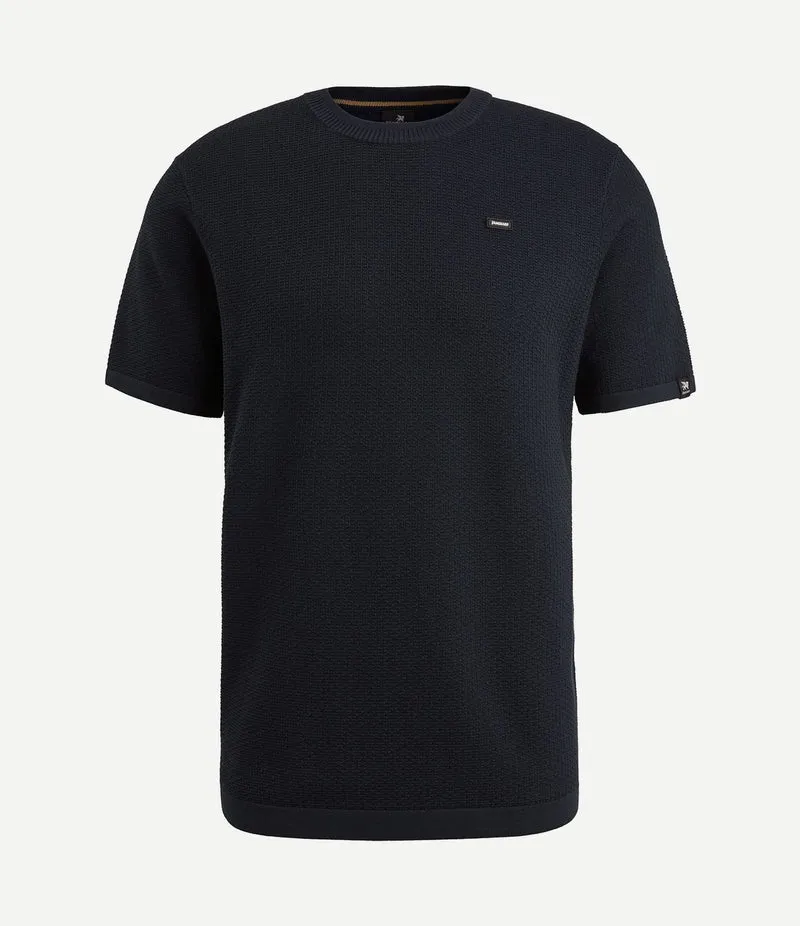 T-shirt structuur donkerblauw