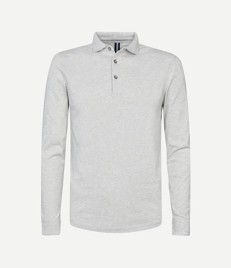 Longsleeve polo grijs melange