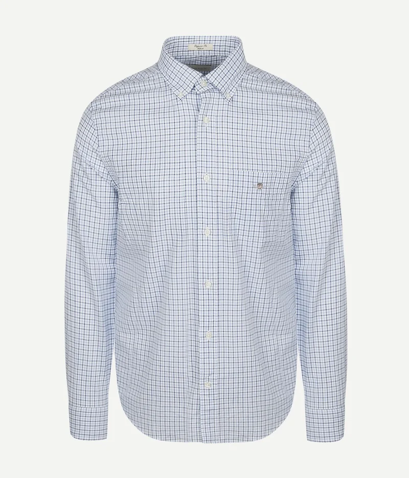 Casual overhemd poplin ruit blauw