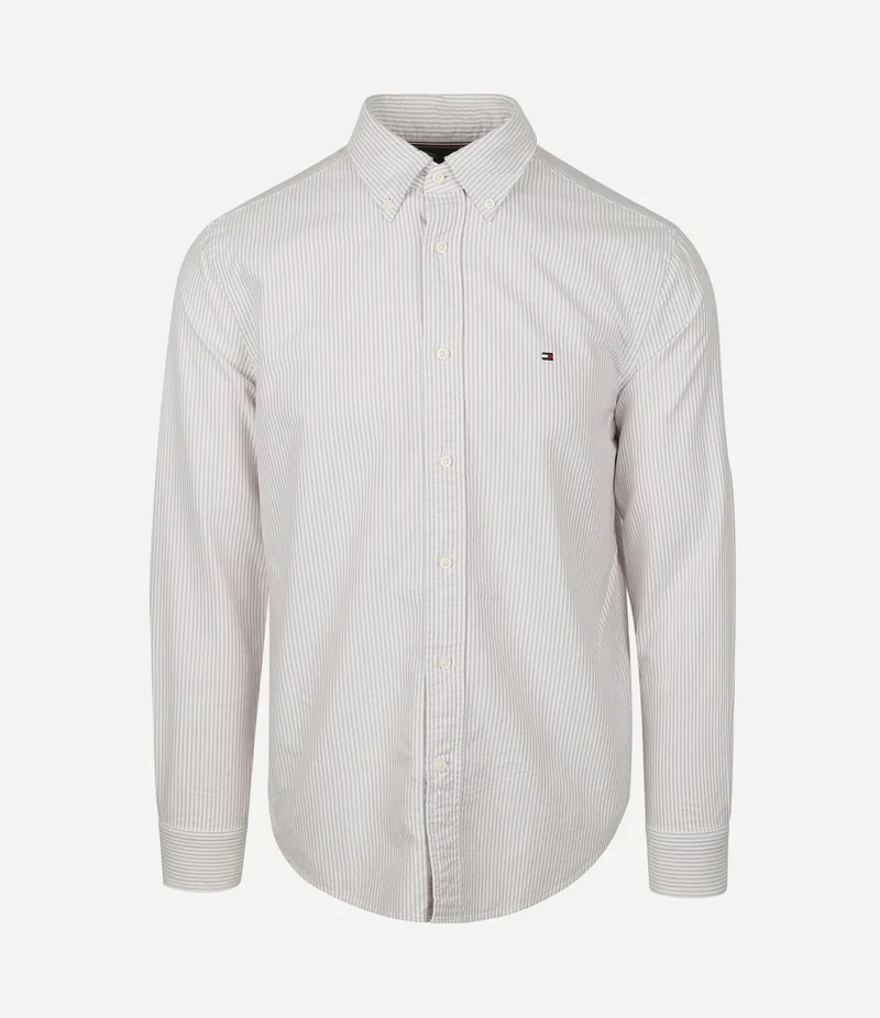 Oxford overhemd streep beige