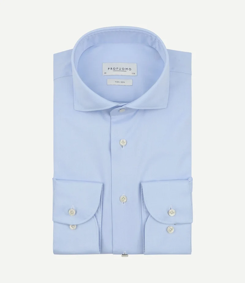 Twill overhemd extra lange mouwen lichtblauw