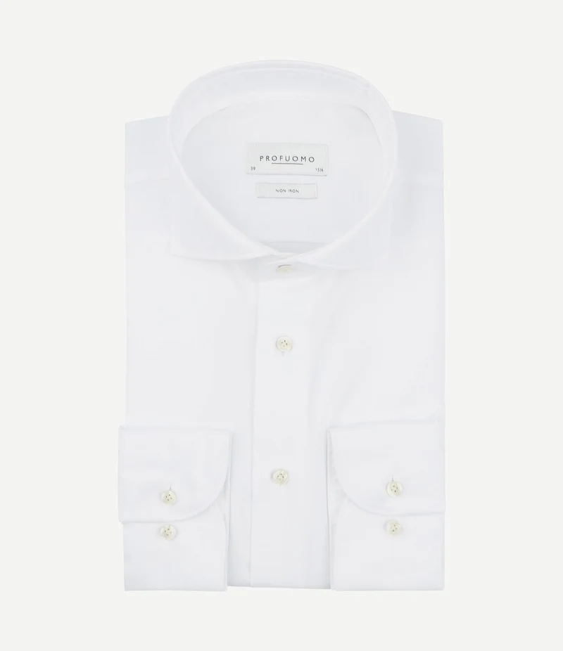 Twill overhemd extra lange mouwen wit