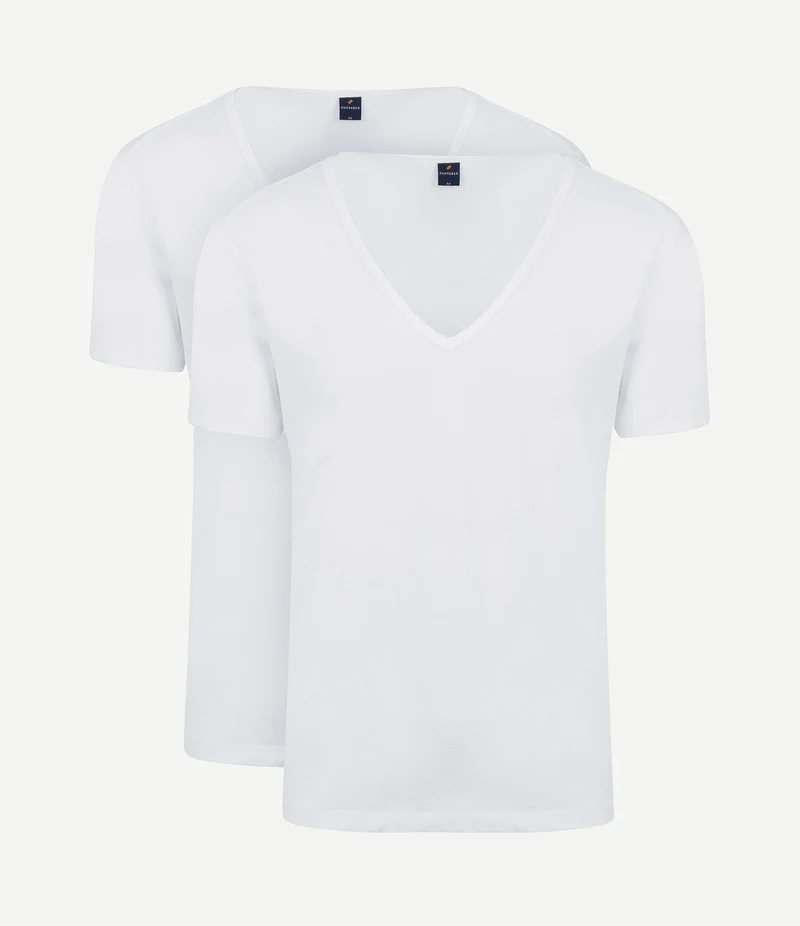 Vitaru t-shirt diepe v-hals wit (2-pack)