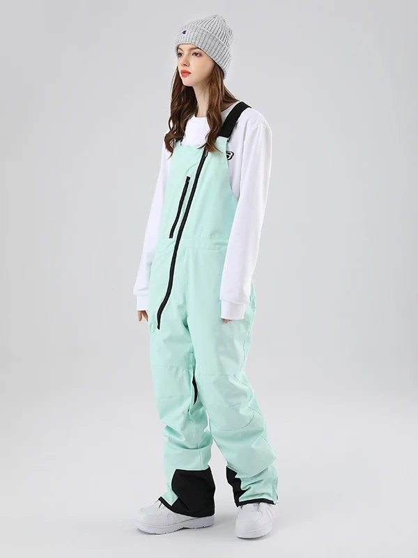 Women's Searipe Oblique Zipper Winter Crew Snow Pants Ski Bibs