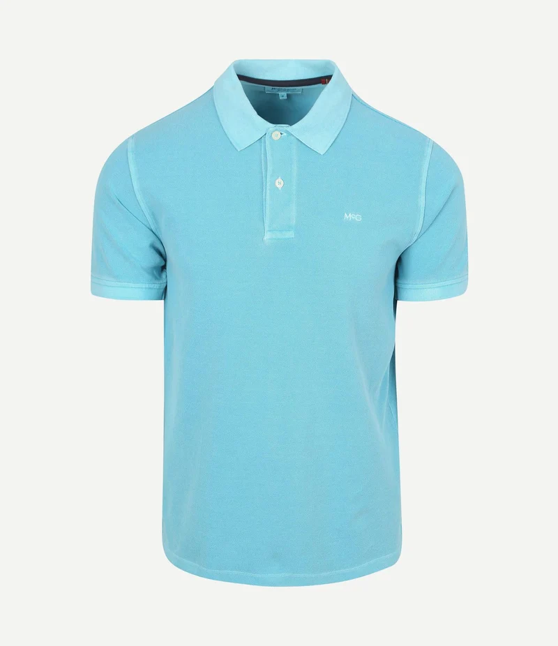Piqué polo aqua blauw