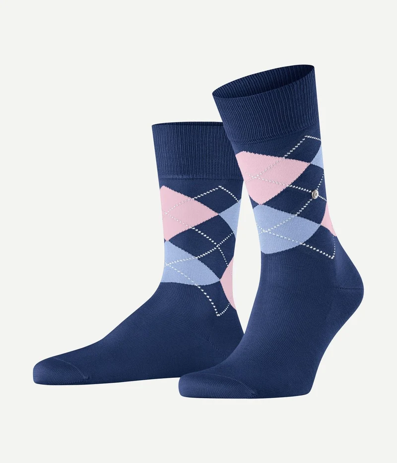 Burlington Manchester sok ruit blauw 6583