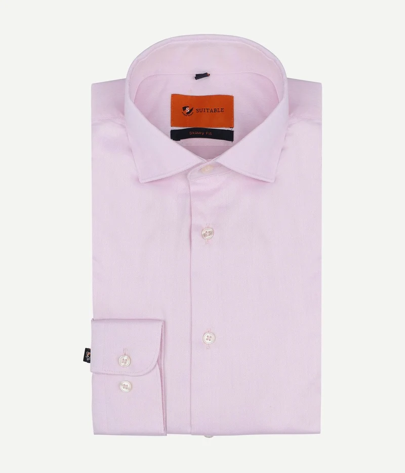 Suitable overhemd roze skinny fit