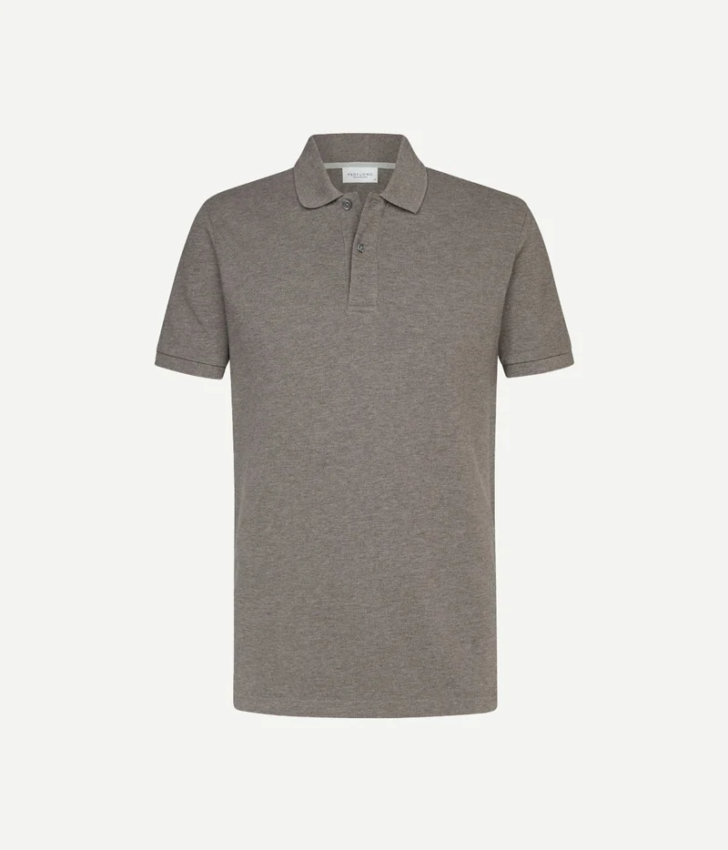 Profuomo piqué poloshirt bruin