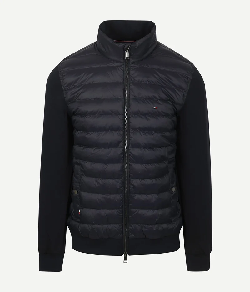 Tommy Hilfiger cardigan mix media jas donkerblauw | Regular-fit