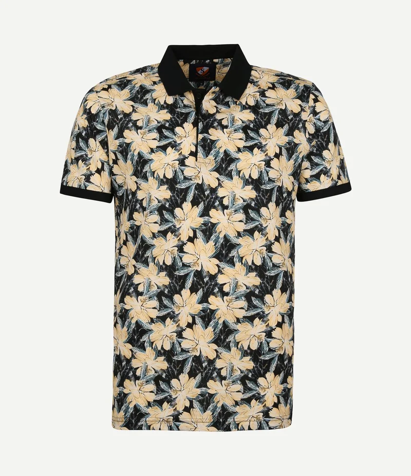 Polo bloemen donkerblauw donkerblauw