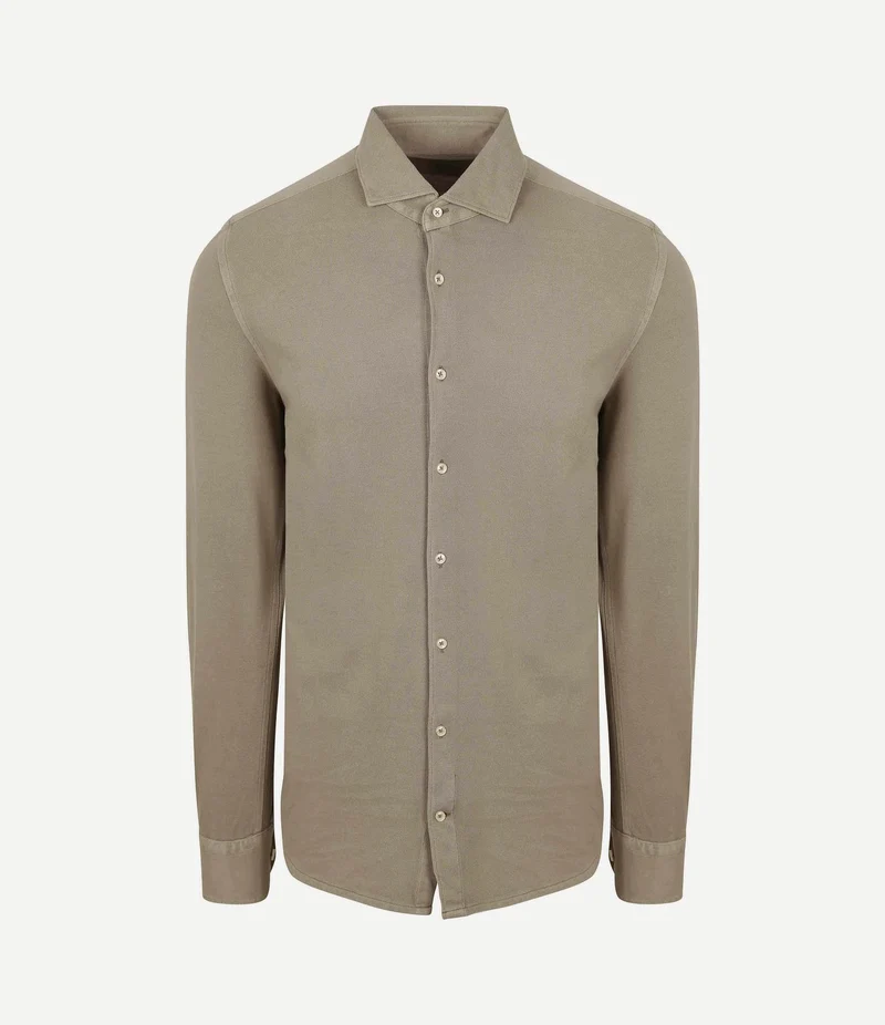 Piqué overhemd taupe