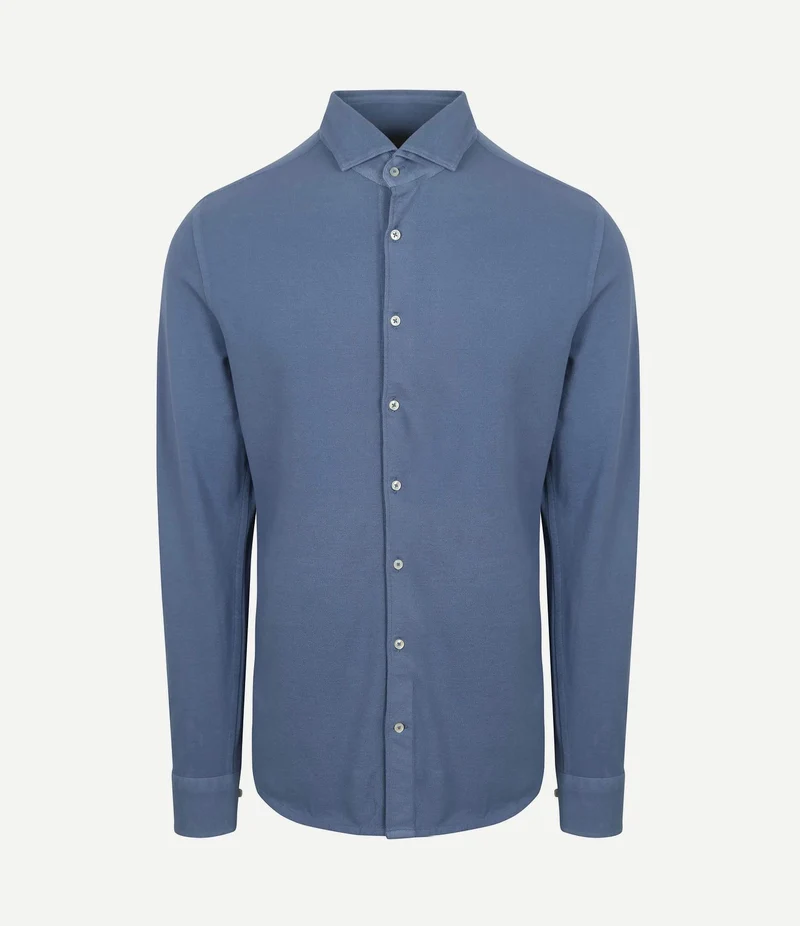 Piqué overhemd jeans blauw