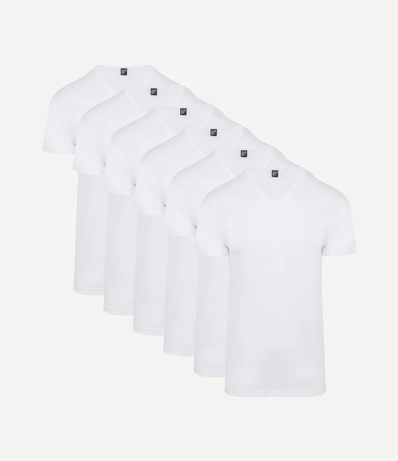 Vermont t-shirt v-hals wit (6-pack)